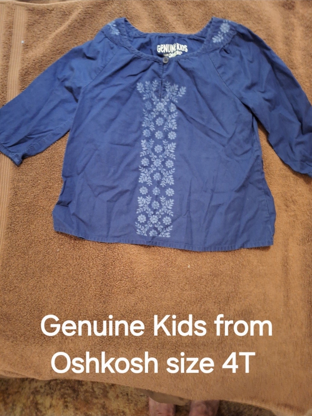 Genuine Kids by OshKosh Navy Embroidered Girls' Top